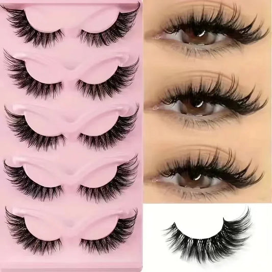 Hot Selling Makeup 5 Pairs Cat Eye Lashes Faux Eyelashes  Eye Elongated False Eyelashes