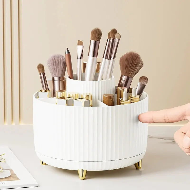 Rotating Makeup Brush Storage Container Mouth Red Shelf Household Vanity Pen Container Cosmetics Storage Box