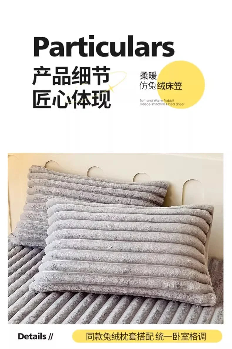 Winter Warm Velvet Bed Sheet Soft Student Dormitory Bedsheet Thick Fitted Sheet Mattress Protector Soft Bedspread Mattress Cover