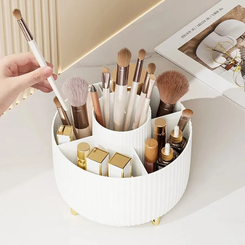 Rotating Makeup Brush Storage Container Mouth Red Shelf Household Vanity Pen Container Cosmetics Storage Box