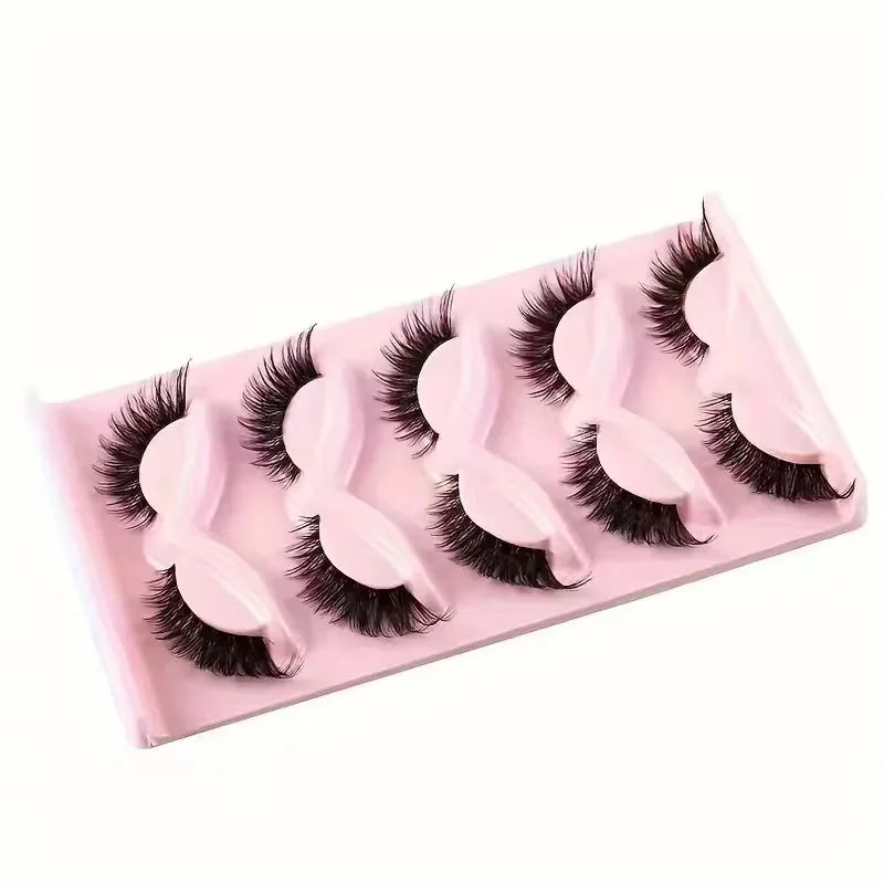 Hot Selling Makeup 5 Pairs Cat Eye Lashes Faux Eyelashes  Eye Elongated False Eyelashes