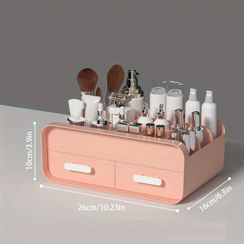 Cosmetics Makeup Storage Box Plastic Storage with 2 Drawer Home Organizer Box Makeup Case ﻿