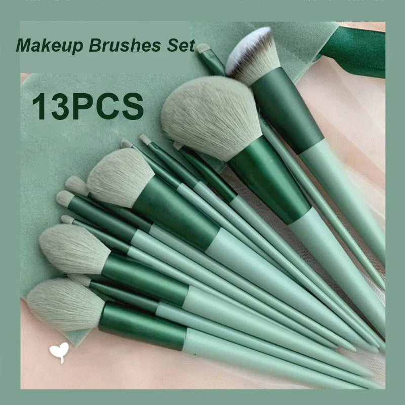 13 PCS Makeup Brushes Set Eye Shadow Foundation Women Cosmetic Brush Eyeshadow Blush Beauty Soft Make Up Tools Bag