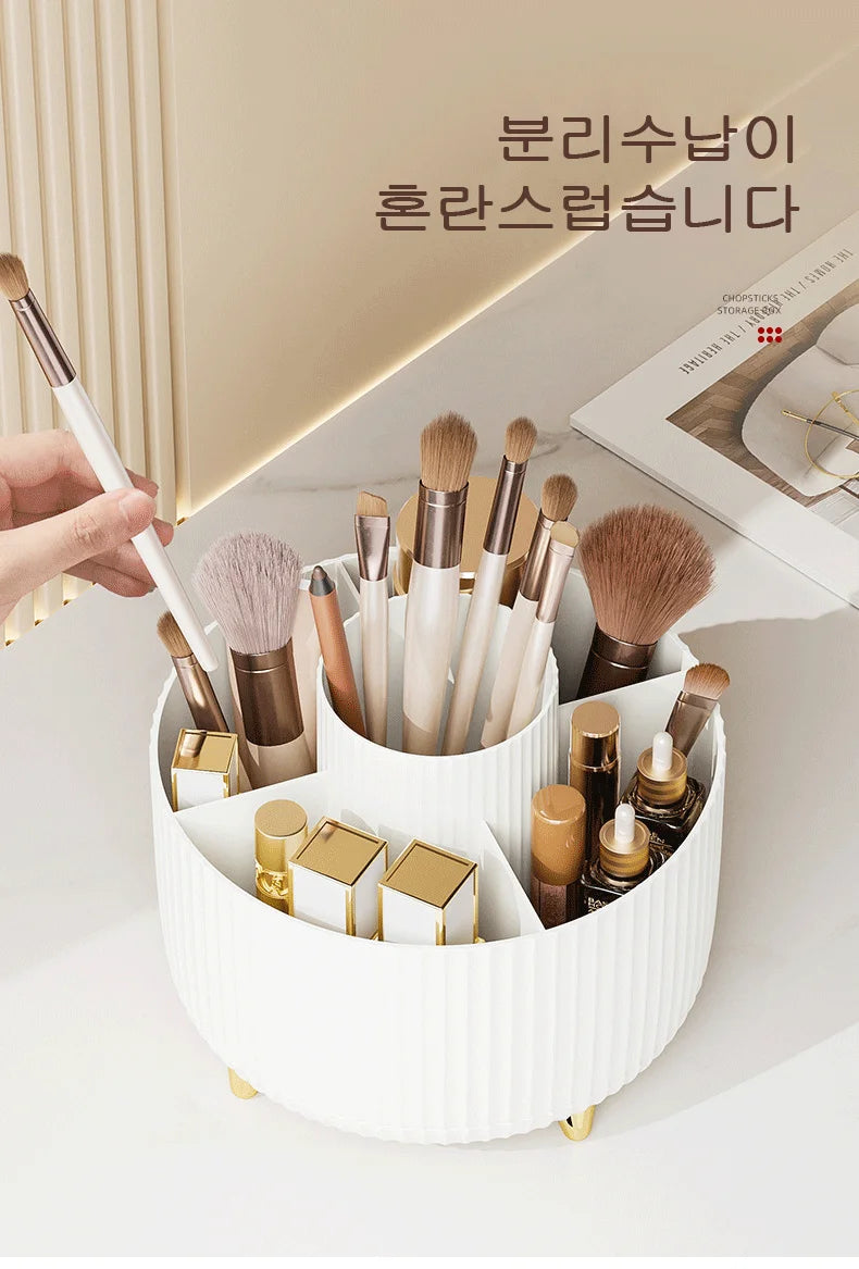 Rotating Makeup Brush Storage Container Mouth Red Shelf Household Vanity Pen Container Cosmetics Storage Box