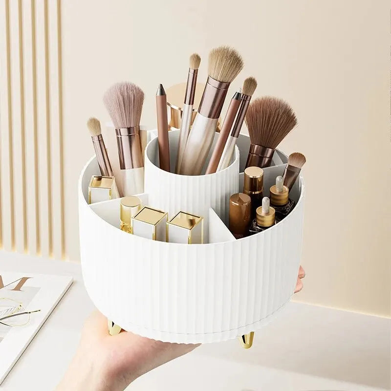 Rotating Makeup Brush Storage Container Mouth Red Shelf Household Vanity Pen Container Cosmetics Storage Box