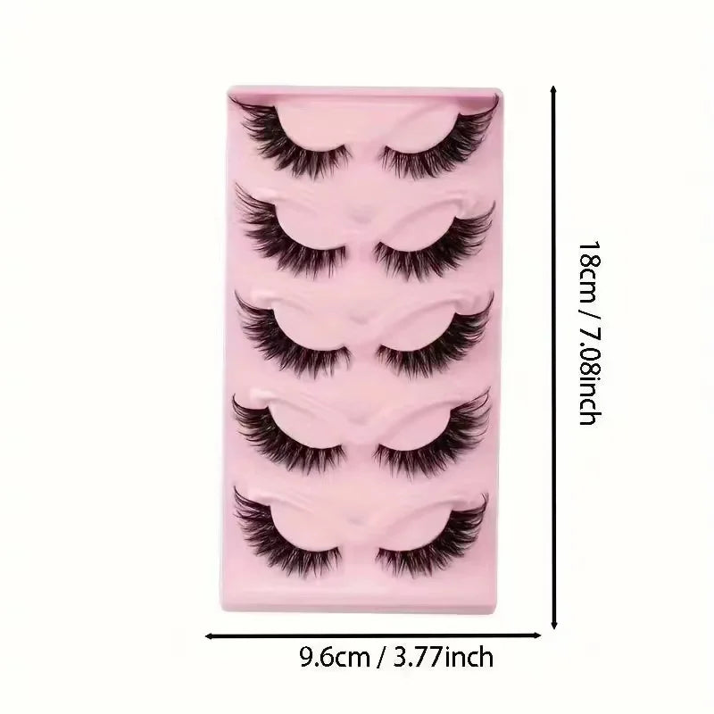 Hot Selling Makeup 5 Pairs Cat Eye Lashes Faux Eyelashes  Eye Elongated False Eyelashes